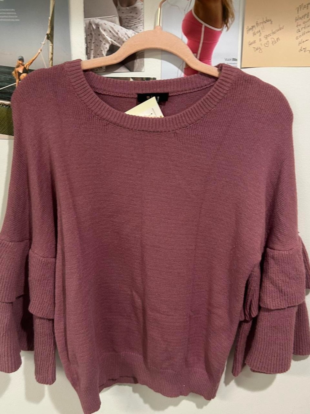 NWT Women’s Boutique Mauve Ruffle-Sleeve Sweater